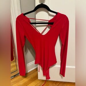Lulus red strappy back bodysuit